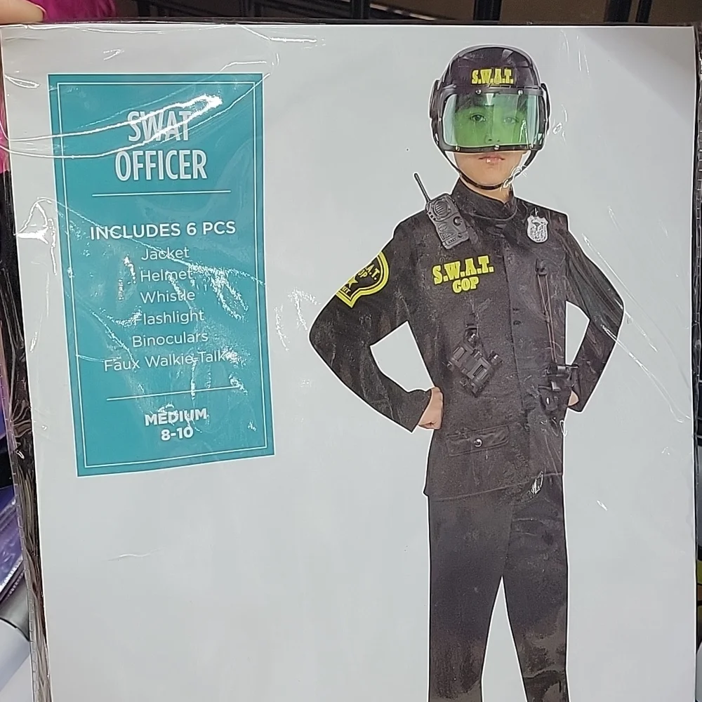 Kids SWAT Cop Costume - Black - Picture 3 of 5